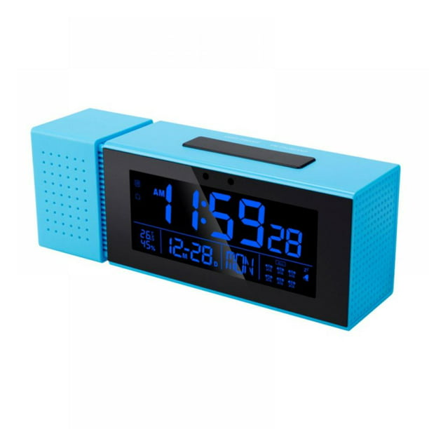 Wooden LED Digital Alarm Clock Bedroom Heavy Sleepers Displays Time Date and Temperature Home Cube USB Charger/3AAA Battery Powered Sound Control Desk Alarm Clock for Kids Office black